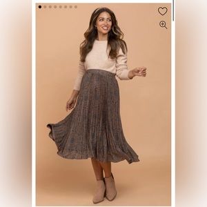 Pinkbkush Navy Print Pleated Maternity Midi Skirt